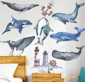 Adesivi da parete del delfino balena per bambini in cameriera camera da letto asilo per la parete di ancoraggio ecologico Decals a parete arte decorazione per la casa fai-da-te 2012013423713