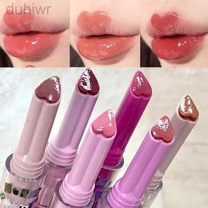 Läpppennor gelé spegel läppstift makeup kärlek form vattentät stick fri kopp fast läpp glans transparent långvarig fuktgivande läppstift penna D240510