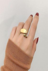 Irregular Circle Brass Gold Rings Shiny Plain Geometric Rings for Women French Minimalist Stacking Ring Adjustable New21203803059