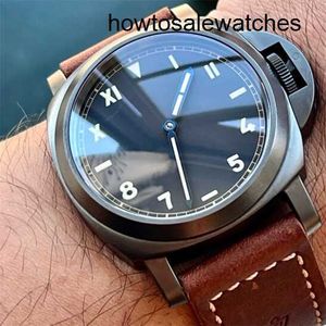 Серые запястье Watch Panerai Luminor Series серия мужской хронограф Watch Titanium 44 -мм ручной механический PAM00779 Роскошные мужские часы