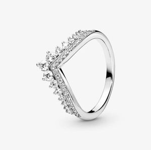 NUOVO 2021 S925 Sterling Silver Princess Wishbone Ring Crown Crown Sparkling for Women Engagement Jewelry Anniversary2920884