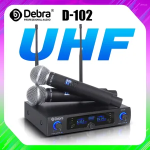 Mikrofonlar Amazing Ses !!! Debra D-102 UHF Kablosuz Çift El Taşınağı Mikrofon Mikrofon Mikrofik Sistemi Gösteri için Gösteri Kilisesi Konuşması Karaoke