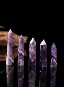 能力Quartz Pillar Dream Amethyst Crystal Tower Arts Mineral Healing Wands Reiki Natural Sixdide Energy Stone Transp8033284