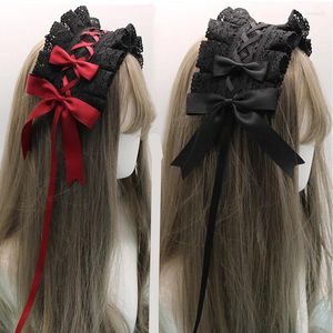 パーティーの供給ゴシックボウノットスウィートヘアフープアニメメイドコスプレヘッドバンドロリータレースフラワーヘッドウェアアクセサリードロップ