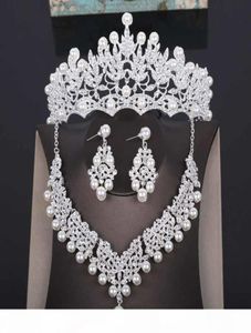 Pedaça de cabeça de noiva da coroa de casamento de alta qualidade Pearl Tiara Jewelry Acessórios para cabelos de mulheres, capacete prateado Big Pageant Crown J195299226