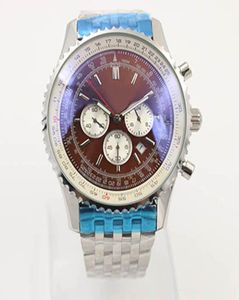 2020 Top Man Wristwatch 1884 Timing Quartz Watch Brown Dial Fluted Case Stainless Belt Fluted Navitimer B01 Chronograph Mens 5858758