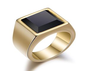 Black Stone Cluster Pierścienie męskie złoto srebrny kolor cZ biżuteria ślubna dla mężczyzn vintage stal nierdzewna akcesoria Prezenty 6837141