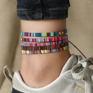 Anklets 8pcs Bohemian Style Weaving Foot Rope Set Random Color Cloth Art Friendship Surfing Female