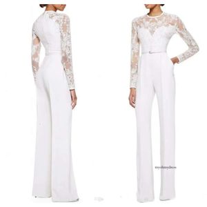 Elegant Jumpsuit Gowns Prom Long Sleeve Pant Suits Lace Mother Of The Bride Formal Evening Party Dresses 0510