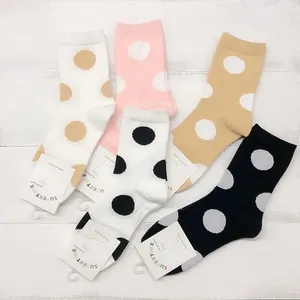 Donne Socks Ladies for Girls Pois Dot Black White Cute Kawaii Harajuku Cotton Happy Funny Cash Short Sock Woman