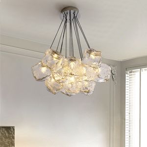 Modern Chrome Chandeliers Lighting Fixtures Clear Glass for Parlor Hall Dining Room Bedroom Aisle Lamp Height Adjustable