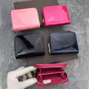 Wholesale Patent leather short wallet Fashion high quality shinny leather card holder coin purse women wallet classic zipper pocket 292e