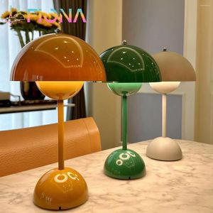 Table Lamps Modern Mushroom Flower Bud Rechargeable LED Desk Night For Bedroom Dining Touch Light Simple Hoom Decoration