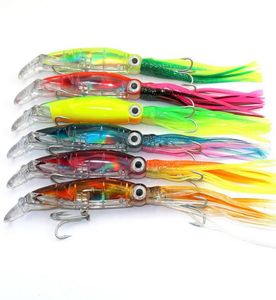 24st Squid Jig Fishing Lure 24cm 40g Octopus kjol Bait 3D Eyes with Treble Hook Hard Bait Fishing Tackle6257663