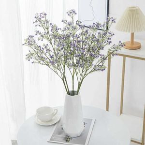 Dekorativa blommor kransar lila gipsophila konstgjorda blommor för bröllop heminredning brud bukett jul diy floristry hantverk krans vas tillbehör