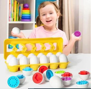 Baby Smart Eggs Montessori Lernen Bildungsspielzeug Sensorische Ostereier Hühnerfarben Formen Sortierer für Kinder 2 bis 4 Jahre