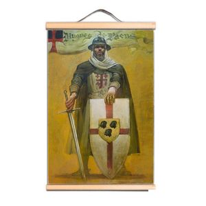 Obrazy Knights Templar Plakat Vintage Solid Wood Scroll malarstwo Medieval Crusader Warrior Wall Pokój i dekoracje biura Mural DHDBP