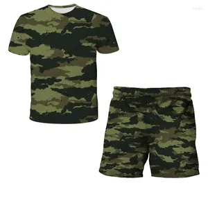 Roupas Conjuntos 2024 Roupas infantis de verão para meninos camuflagem calça calças 2pcs roupas de traje de fantasia de manga curta