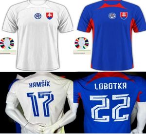2024 SLOPAKIA HANCKO SOCCER Jerseys Blue Home Słowak Kids Kit Slovenska White Away Lobotka Football Shirts Mężczyźni