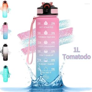 Bottiglie d'acqua 1L Tomatodo Sports With Time Marker BPA Plastica gratuita di plastica Eco -Friendly Aesthetic Botella de Agua