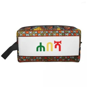 Storage Bags Travel Ethiopian Habesha Toiletry Bag Cute Bohemia Makeup Cosmetic Organizer For Women Beauty Dopp Kit Case