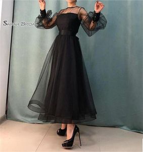 Black Ankle Length Jewel Long Sleeves Prom Dresses Vestidos De Festa In Stock s Highend Occasion Dress4855569