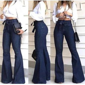 Jeans femminile ad alta vita femminile micro allungamento pantaloni bagliori larghi juniors juniors a campana denim