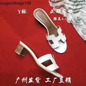 Oasis Sandals Womens High Heels Slippers Oranss Tuo Outerwear Wearing Guangzhou Version Leather Thick rj