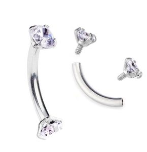 Tragus -Ohrring Innen Faden Kubikzirkon Edelstahl gebogene Langhantel Piercing Eyebrow Ring Körper Schmuck 8687226