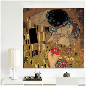 Paintings Gustav Klimt Kiss Portrait Classic Painting Abstract Collection Canvas Art Prints And Poster Modern Wall Picture For Home Dr Dhc89