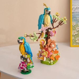 Flores decorativas simuladas bloco de construção de pássaros DIY Decorações de brinquedos de escritório Presentes domésticos para a família e amigos Dia dos namorados do dia dos namorados