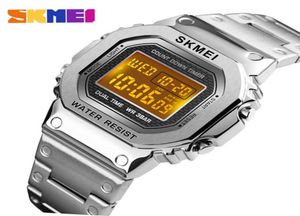 Fast Ship Skmei 1456 Men Digital Watch Stainless Steel Chronograph Countdown Wristwatch Shock LED Sprot Watch skmei montre homm CX7499739