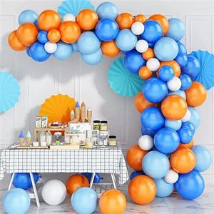 Partydekoration 93pcs Blau Orange Ballon Girlandbogen Kit für Baby Taufe Dusche Geburtstag Hochzeit Bachelor