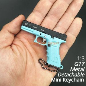 1: 3 Mini G17 Metal Toy Gun Model Alloy Keychain Portable Löstagbar Look Real Fake Gun Collection Colorful Fidgets Toy Imponerande födelsedagspresenter för pojkar vuxna