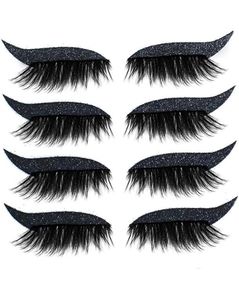 Falsche Wimpern 8pcs4pairs wiederverwendbare Wimpern Eyeliner und Wimpernaufkleber wasserdicht einfach zu verwenden entfernen das Werkzeug1571413