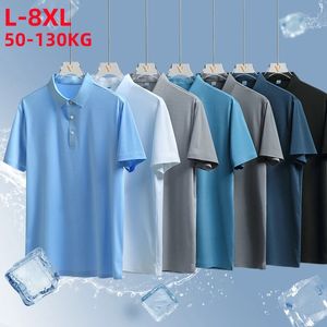 Plus w rozmiarze 8xl Summer Men koszulka Polo 2024 Klasyczna koszulka z krótkim rękawem Oddychana szybka sucha nylonowa jedwabna Polos Men T-shirt golfowy 240510