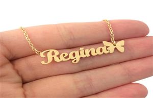 Customized Name Necklace Personalized Silver Gold Rose Choker Necklace Women Men Bridesmaid Gift Ketting Christmas Jewelry BFF8871189