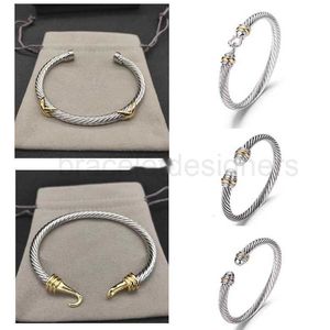 Dy Diamond Armband Kabelarmbänder Dy Pulsera Luxusschmuck für Frauen Männer Silber Gold Perle Kopf X -Formmanschette Armband Fahion Schmuck für Weihnachtsgeschenk 5mm