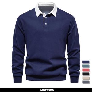 Herren Polos 2023 Neues Herbst -Modedesign Polo Neck Sweatshirts für Männer lässig und sozialer Kleidung Qualität Baumwoll -Herren Sweatshirts Y240510gnqh