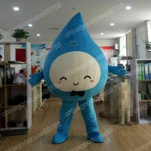 Desempenho Azul Água Drop Drop Mascot Costume Top Qualidade de Natal Halloween Fanche Fanche Party Cartoon Character Autfit Suit de carnaval unissex