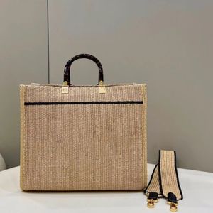 12A Luxury Series Pure Hand-Made Hand-Made Straw Tote Plexiglass Handle Delicate Seaside Holiday Style Handväska Pendlare Väska Kvinnpåse Crossbody Bag Doctor Bag