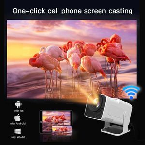 Проекторы Lyncast HY320 Интеллектуальный проектор Android 11 Mini Mini Portable Home Theatre Dual WiFi6 400Ansi BT5.0 Проект удаленного управления 1080p J0509