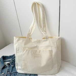 Women Corduroy Tote Bag con scomparti a tasche Borse per spalline di grande capacità borse per lo shopping per il lavoro scolastico