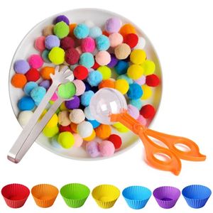 Barnen finmotoriska skicklighet Matchning Game Learning Counting Toy Colorful Plush Ball Sortering Games Montessori Early Education Toy 240509