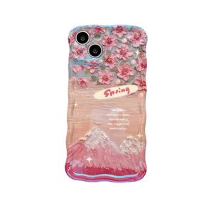 Snow Mountain Flower Pink Telefono per iPhone 15 13 14 12 Pro Max 15 Promax Protection Case Cover 100pcs