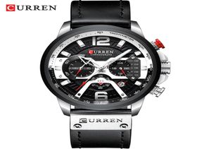 Curren Casual Sport Watches for Men Blue Top Marka luksusowa skórzana skórzana nadgarstka zegar zegar mody chronografu