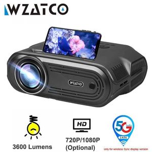 Projectors WZATCO New E81 5G WiFi Synchronous Display Mini LED Projector Android Portable Projector Home Theater Smartphone Beamer 1080P Optional J240509