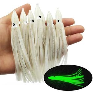 Luminous Squid Skirts Soft Lure pesca 5cm 9cm 11cm Night Fishing Lure Octopus Glow Rubber Artificial Bait for Tuna Sai317Q7414986