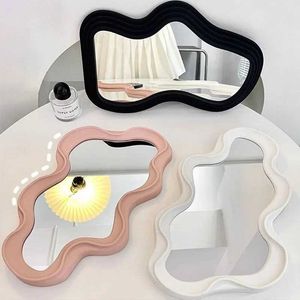 Compact Mirrors Irregular makeup mirror surface desktop decoration vertical Korean style dressing wall used for home bedroom Q240509