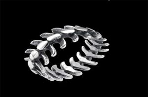 1PC Worldwide Spine Ring 316L Rostfritt stål Bandfest Fashion Jewelry Cool Fish Bone Unisex Ring4916265